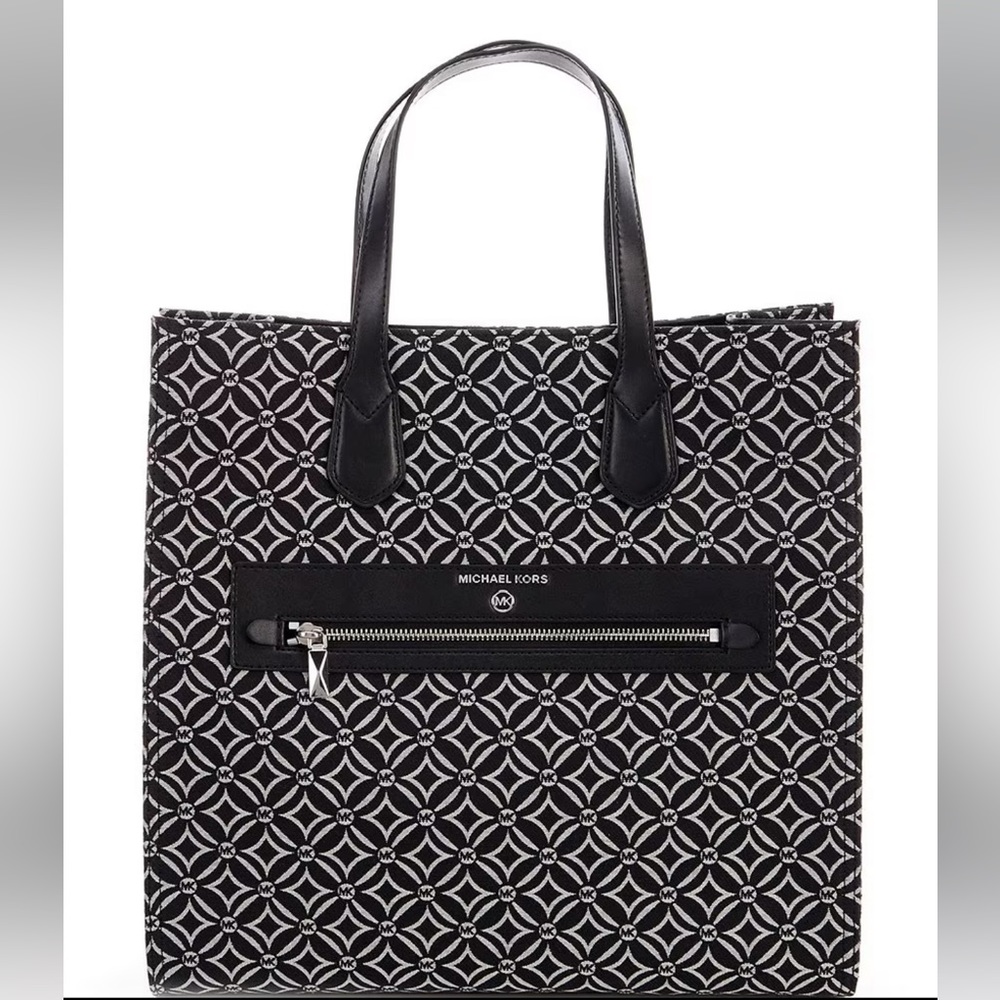 Michael Kors Kempner Logo Foulard Jacquard Pattern Large North & South Tote Bag